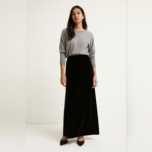 J.Jill Black Velvet Maxi Skirt 8 Soft Goth / Winter Luxe Aesthetic